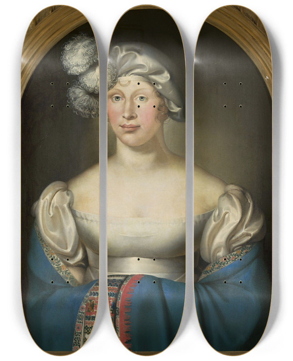 Triptych art skateboard deck of Wilhelm Ternite Portrait Of Louise Queen Of Prussia by Wilhelm Ternite (1786-1871)
