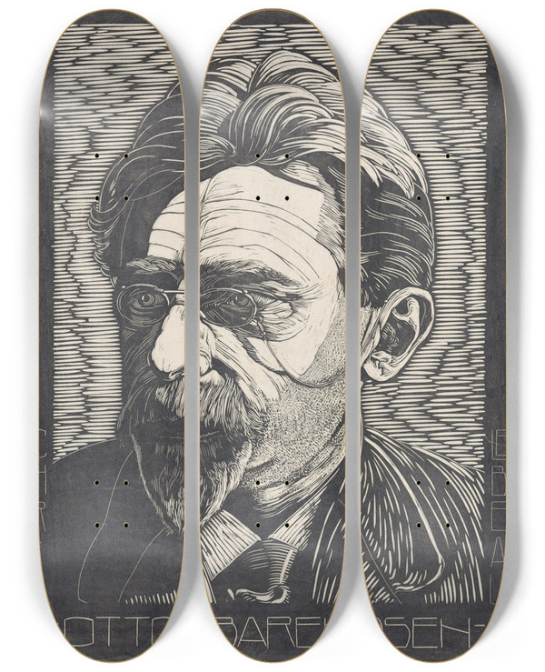 Triptych art skateboard deck of Chris Lebeau Portret Van Otto Barendsen_1 by Chris Lebeau (1878-1945)