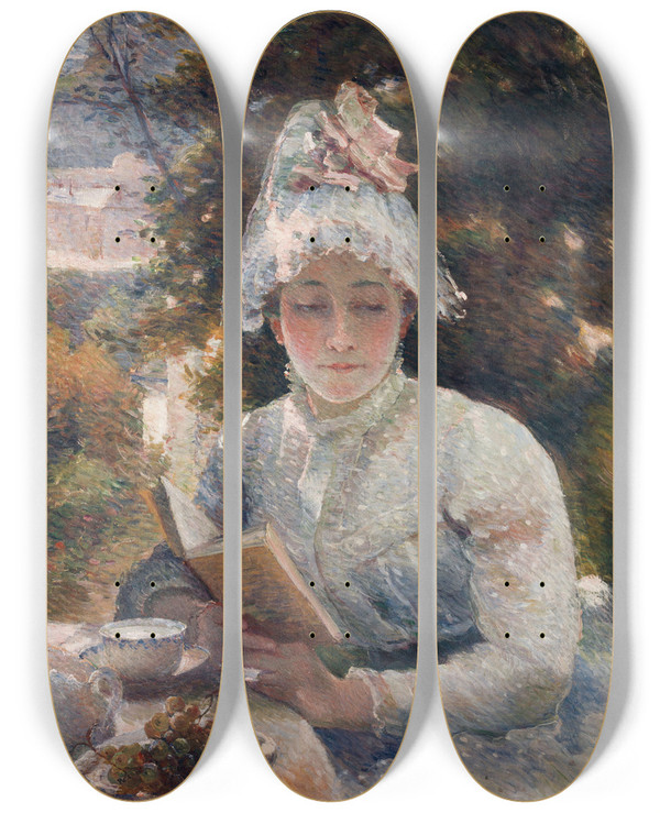 Triptych art skateboard deck of Marie Bracquemond Le Goter by Marie Bracquemond (1841-1916)