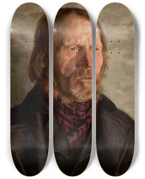 Triptych art skateboard deck of Kazimierz Pochwalski Ruthenian by Kazimierz Pochwalski (1855-1940)