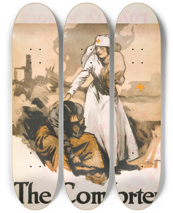 Triptych art skateboard deck of Gordon Grant The Comforter by Gordon Grant (1875-1962)