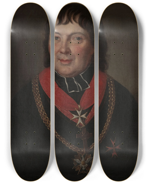 Triptych art skateboard deck of Jzef Pitschmann Portrait Of Alojzy Osiski 17701842 Mitred Prelate Of Olyka by Jozef Pitschmann (1758-1834)