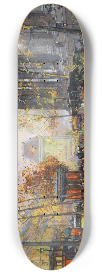 Eugne Galien-Laloue - Le March Aux Fleurs, La Madeleine 8.25 inch art skate deck