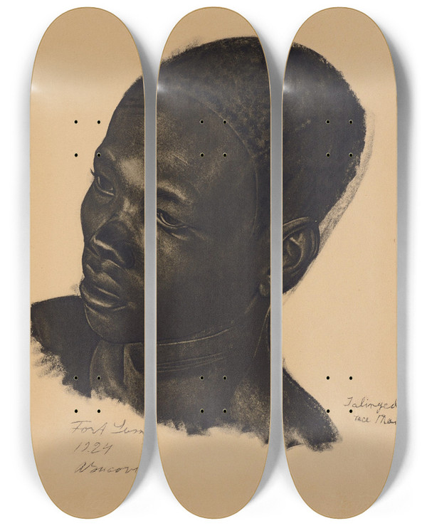 Triptych art skateboard deck of Alexandre Jacovleff Ialingd by Alexandre Jacovleff (1887-1938)