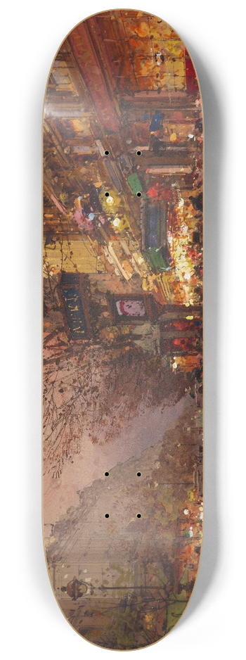 Eugne Galien-Laloue - Les Grands Boulevards prs du thtre des varits 8.25 inch art skate deck