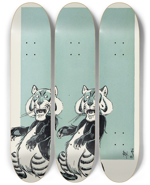 Triptych art skateboard deck of William Wallace Denslow The Journey To The Great Oz by William Wallace Denslow (1856-1915)