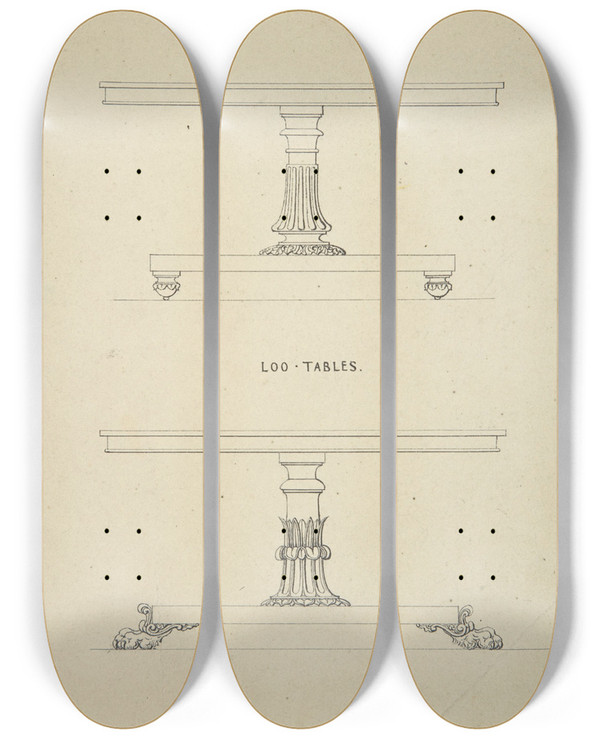 Triptych art skateboard deck of Robert William Hume Designs For Lootables by Robert William Hume (1816-1904)