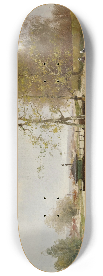Eugne Galien-Laloue - The Pond At The Edge Of The Village 8.25 inch art skate deck