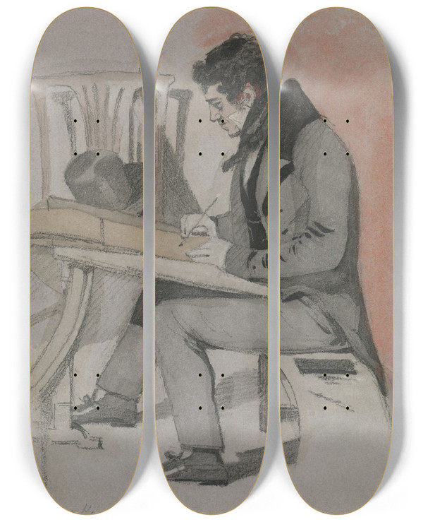 Triptych art skateboard deck of Daniel Maclise Henry Sass by Daniel Maclise (1806-1870)
