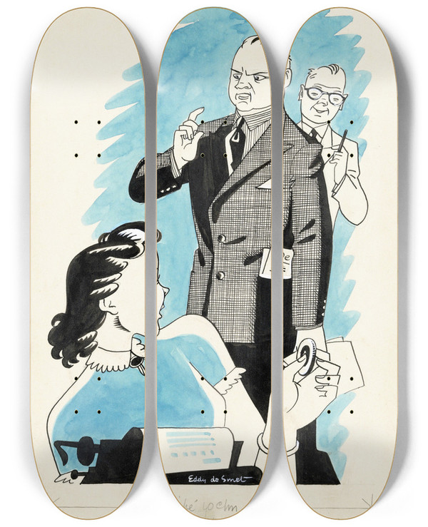 Triptych art skateboard deck of Eddy De Smet Marjo Wordt Ontslagen by Eddy de Smet (20-)