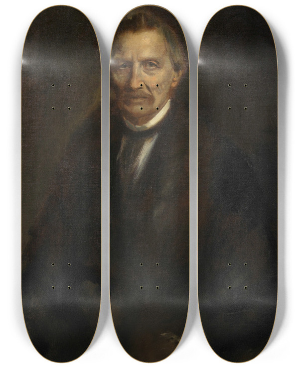 Triptych art skateboard deck of Franz Von Lenbach Gottfried Semper Architekt by Franz Von Lenbach (1836-1904)
