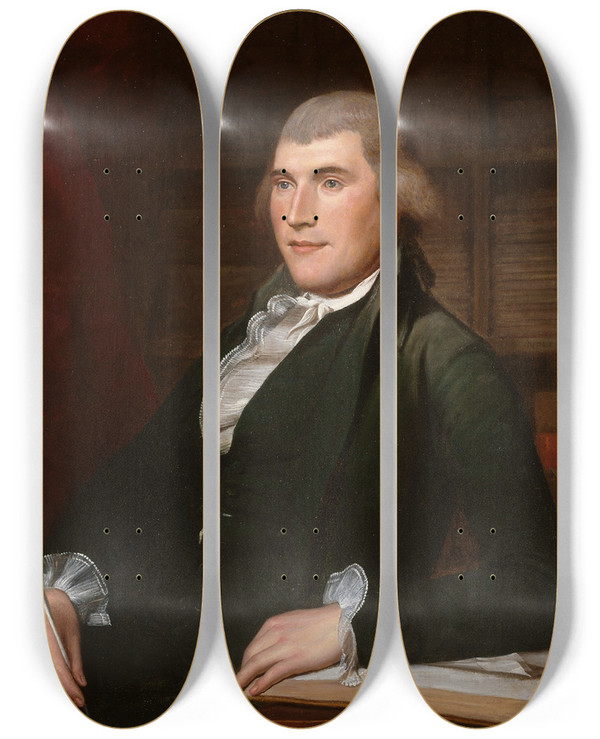 Triptych art skateboard deck of Charles Willson Peale John Nicholson by Charles Willson Peale (1741-1827)