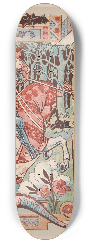 Eugne Grasset - Chevalier sur son cheval pointant sa lance contre un diablotin 8.25 inch art skate deck