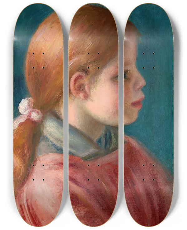 Triptych art skateboard deck of Pierreauguste Renoir Tte De Jeune Fille_1 by Pierre-Auguste Renoir (1841-1919)