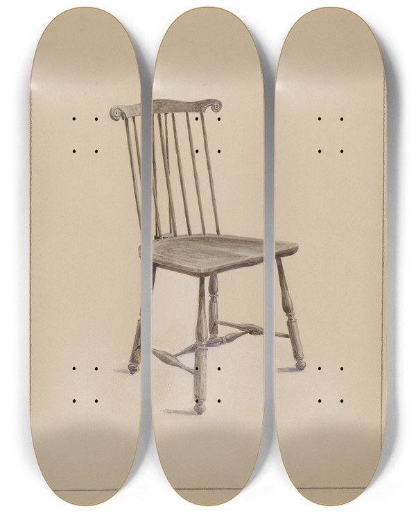 Triptych art skateboard deck of Simon Weiss Chair_2 by Simon Weiss