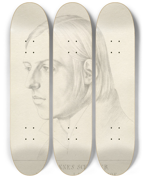 Triptych art skateboard deck of Julius Schnorr Von Carolsfeld Johann Evangelist Scheffer Von Leonhardshoff by Julius Schnorr Von Carolsfeld (1794-1872)