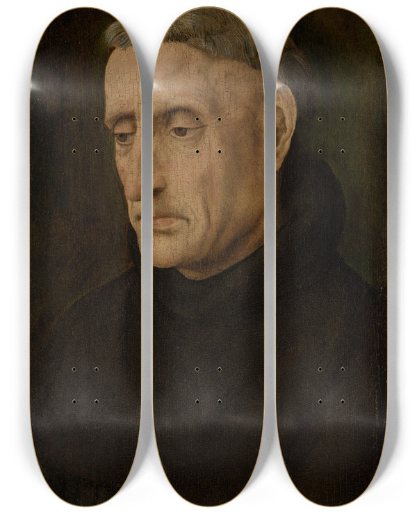 Triptych art skateboard deck of Hugo Van Der Goes A Benedictine Monk by Hugo van der Goes (1467-1482)