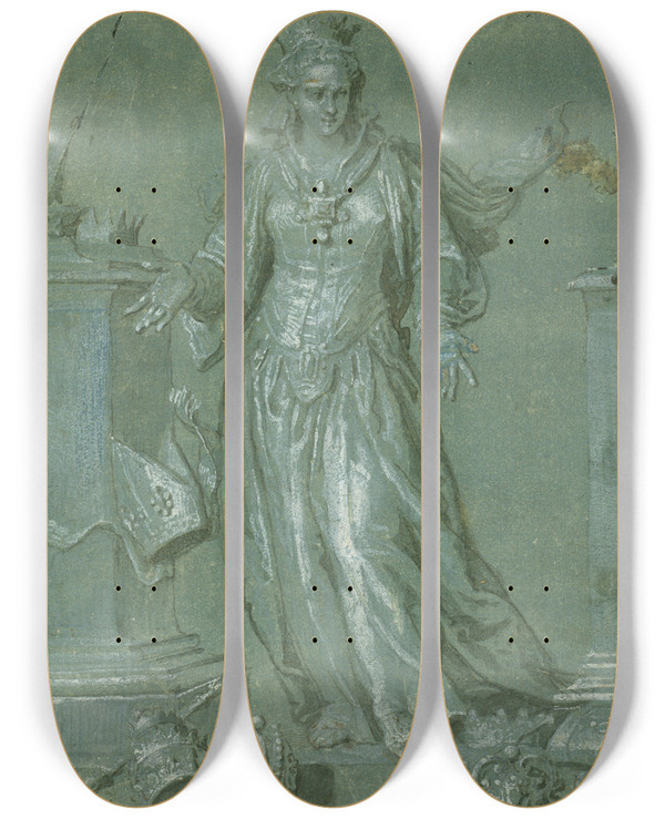 Triptych art skateboard deck of Paolo Veronese Allegory Of Benifico by Paolo Veronese (1528-1588)