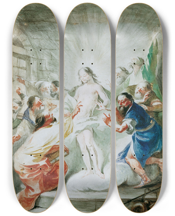 Triptych art skateboard deck of Joseph Winterhalder The Younger Der Auferstandene Christus Erscheint Den Jngern by Joseph Winterhalder the younger (1743-1807)