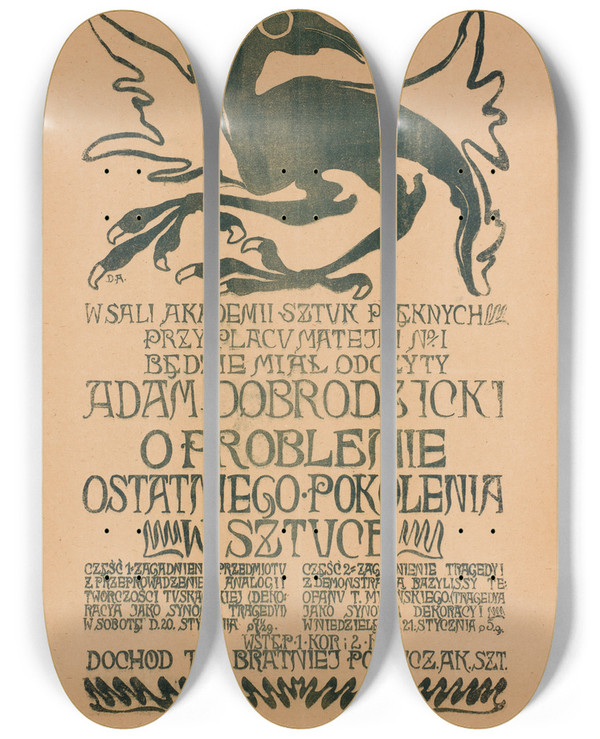 Triptych art skateboard deck of Adam Dobrodzicki Adam Dobrodzicki O Problemie Ostatniego Pokolenia W Sztuce by Adam Dobrodzicki (1882-1944)