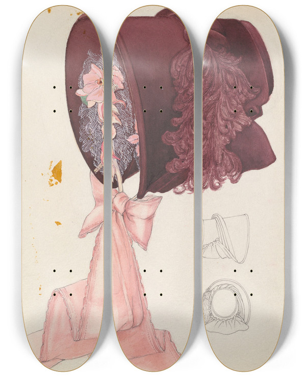 Triptych art skateboard deck of Rosalia Lane Bonnet_4 by Rosalia Lane