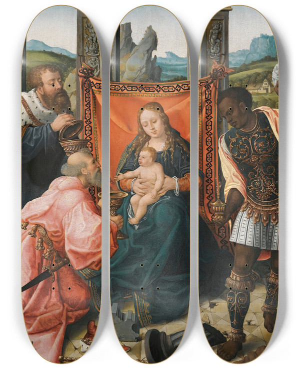 Triptych art skateboard deck of Workshop Of Bernard Van Orley The Adoration Of The Magi by Workshop of Bernard van Orley (1488-1541)