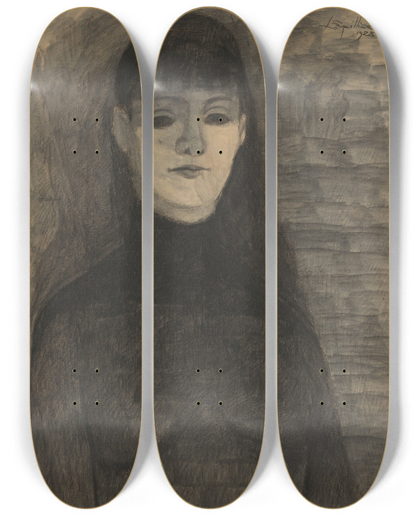 Triptych art skateboard deck of Lon Spilliaert Melancholie by Leon Spilliaert (1881-1946)
