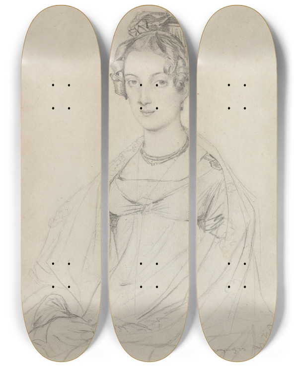 Triptych art skateboard deck of Jean Auguste Dominique Ingres Mrs Edward Dodwell by Jean Auguste Dominique Ingres (1780-1867)