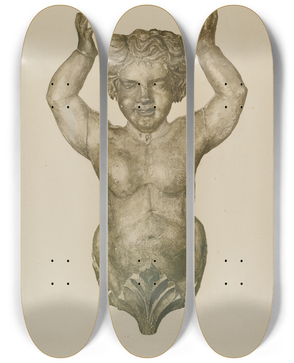 Triptych art skateboard deck of Alice Cosgrove Ships Figurehead by Alice Cosgrove