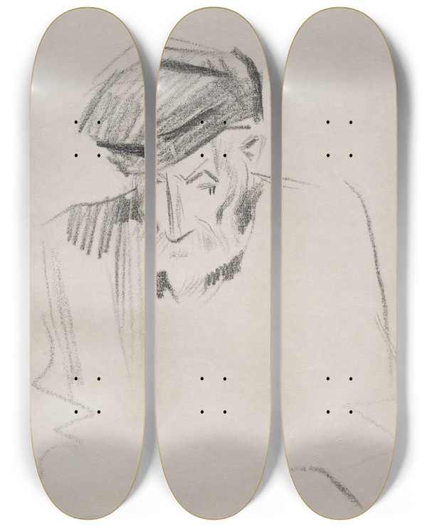 Triptych art skateboard deck of Jeanlouis Forain Pierre Auguste Renoir by Jean Louis Forain (1852-1931)