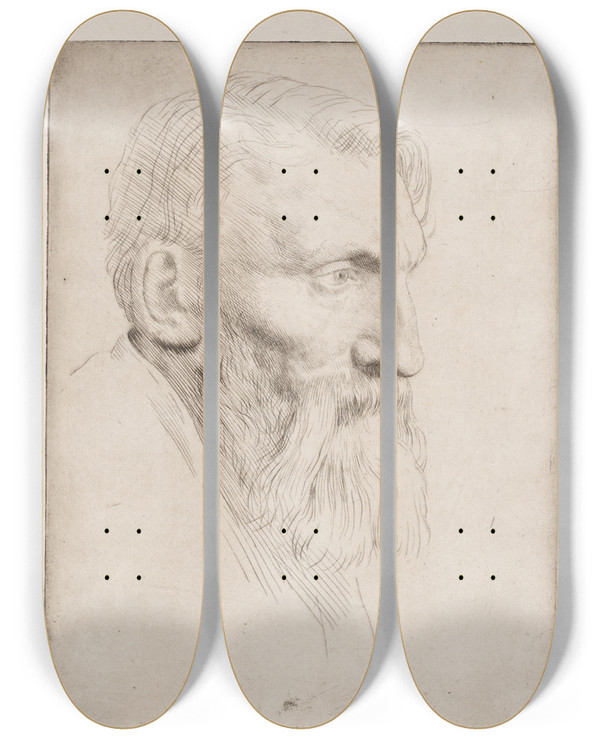 Triptych art skateboard deck of Alphonse Legros Auguste Rodin_2 by Alphonse Legros (1837-1911)