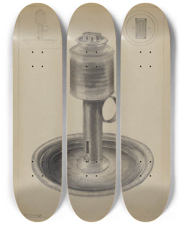 Triptych art skateboard deck of Hester Duany Lamp_4 by Hester Duany (1891-1964)