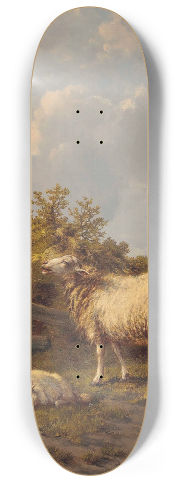 Eugne Joseph Verboeckhoven - Sheep And Lambs In A Pasture 8.25 inch art skate deck