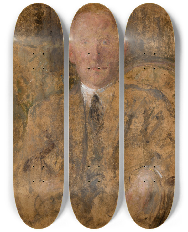 Triptych art skateboard deck of Olga Boznanska Portrait Of Emeryk Huttenczapski by Olga Boznanska (1865-1940)
