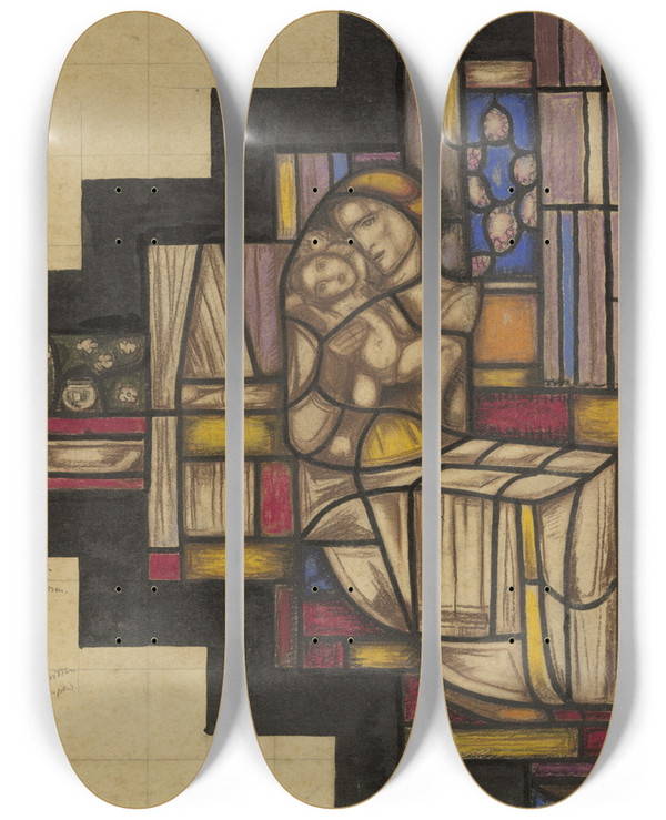 Triptych art skateboard deck of Richard Nicolas Roland Holst Ontwerp Voor Raam In Het Nederlands Paviljoen Op De Tentoonstelling Arts Dcoratifs Te Parijs 1925_6 by Richard Nicolaus Roland Holst (1868-1938)