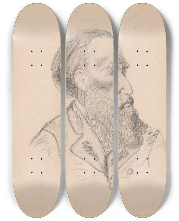 Triptych art skateboard deck of Stanisaw Wyspiaski Portrait Of Jzef Ignacy Kraszewski 18121887 by Stanislaw Wyspianski (1869-1907)