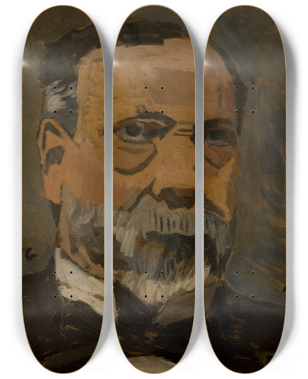 Triptych art skateboard deck of Joaqun Torresgarca Retrato De Hombre Pasteur by Joaqun Torres-Garca (1874-1949)