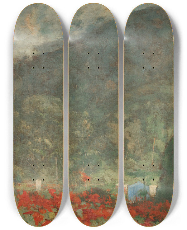 Triptych art skateboard deck of Eliseu Visconti Efeito Matinal by Eliseu Visconti (1866-1944)