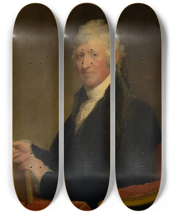 Triptych art skateboard deck of Gilbert Stuart Colonel David Humphreys by Gilbert Stuart (1755-1828)
