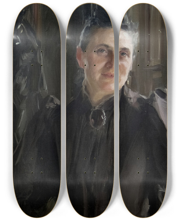 Triptych art skateboard deck of Anders Zorn Fanny Thiel Ne Stiebel by Anders Zorn (1860-1920)