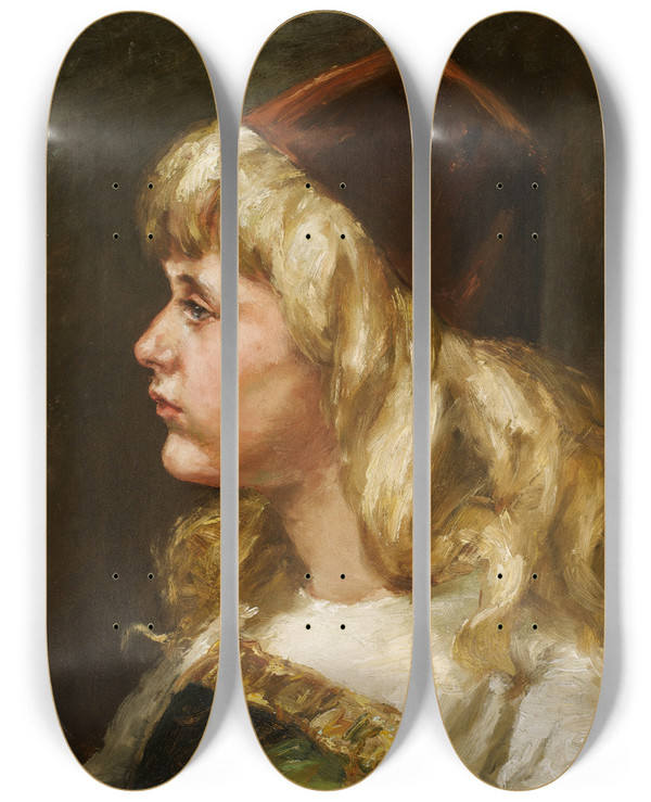Triptych art skateboard deck of Alice Pike Barney Natalie At Seven by Alice Pike Barney (1857-1931)