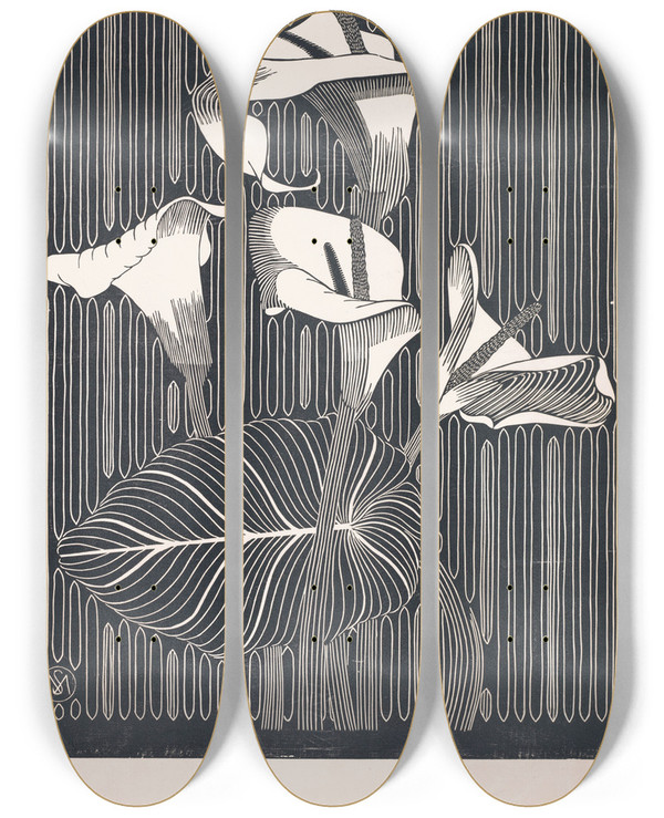 Triptych art skateboard deck of Samuel Jessurun De Mesquita Aronskelken by Samuel Jessurun De Mesquita (1868-1944)