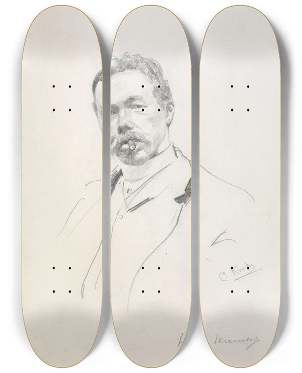 Triptych art skateboard deck of Christian Krohg Ludvig Skramstad by Christian Krohg (1852-1925)