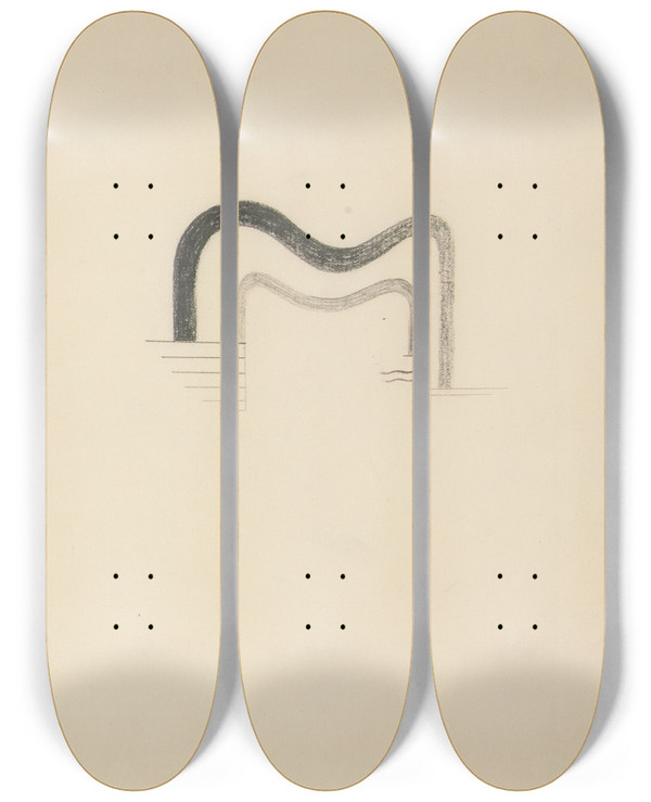 Triptych art skateboard deck of Viking Eggeling Original Drawings 04 by Viking Eggeling (1880-1925)