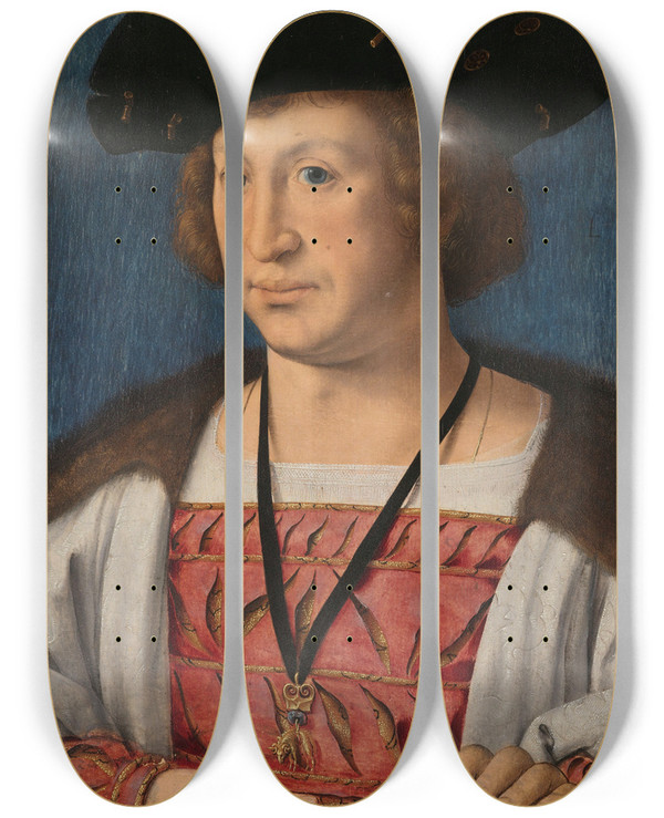 Triptych art skateboard deck of Jan Gossaert Floris Van Egmond 14691539 Count Of Buren En Leerdam by Jan Gossaert (1478-1532)