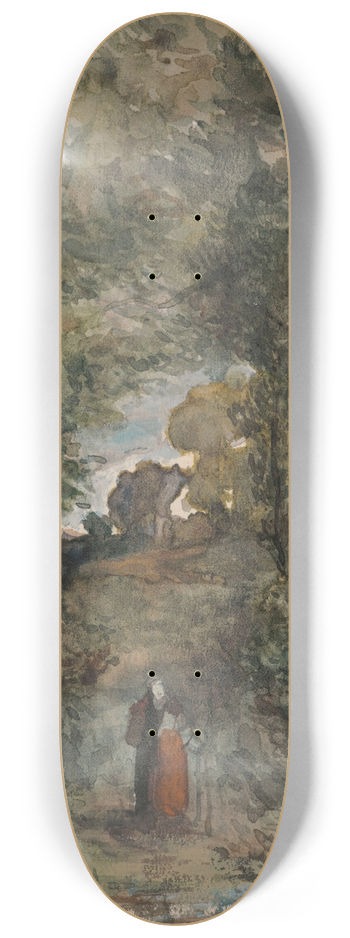 Eugne Smits - Forest Landscape with a Female Figure 8.25 inch art skate deck