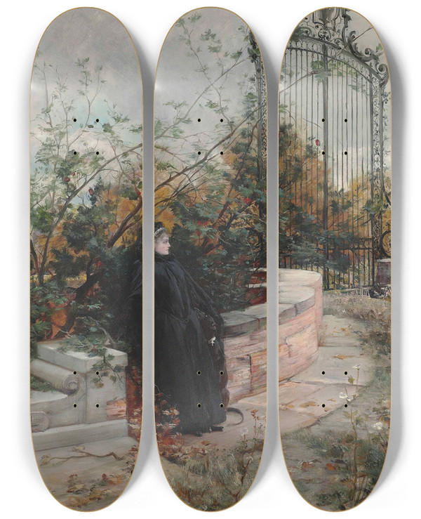 Triptych art skateboard deck of Georges Jules Victor Clairin La Comtesse De Castiglione by Georges Jules Victor Clairin (1843-1919)