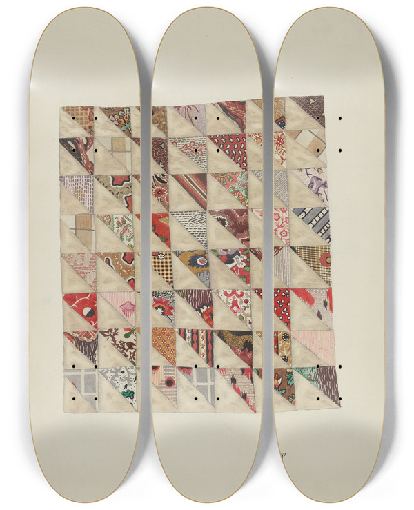 Triptych art skateboard deck of Joseph L Boyd Piece Of Calico Patchwork by Joseph L Boyd (20-)