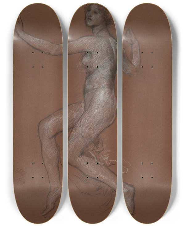 Triptych art skateboard deck of Edwin Austin Abbey Study For Figure Of 9 Am For The Hours Mural For The State Capitol Building In Harrisburgpennsylvania by Edwin Austin Abbey (1852-1911)