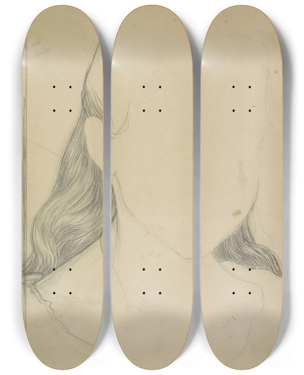 Triptych art skateboard deck of Jan Veth Portret Van Een Meisje Kolkman_1 by Jan Veth (1864-1925)